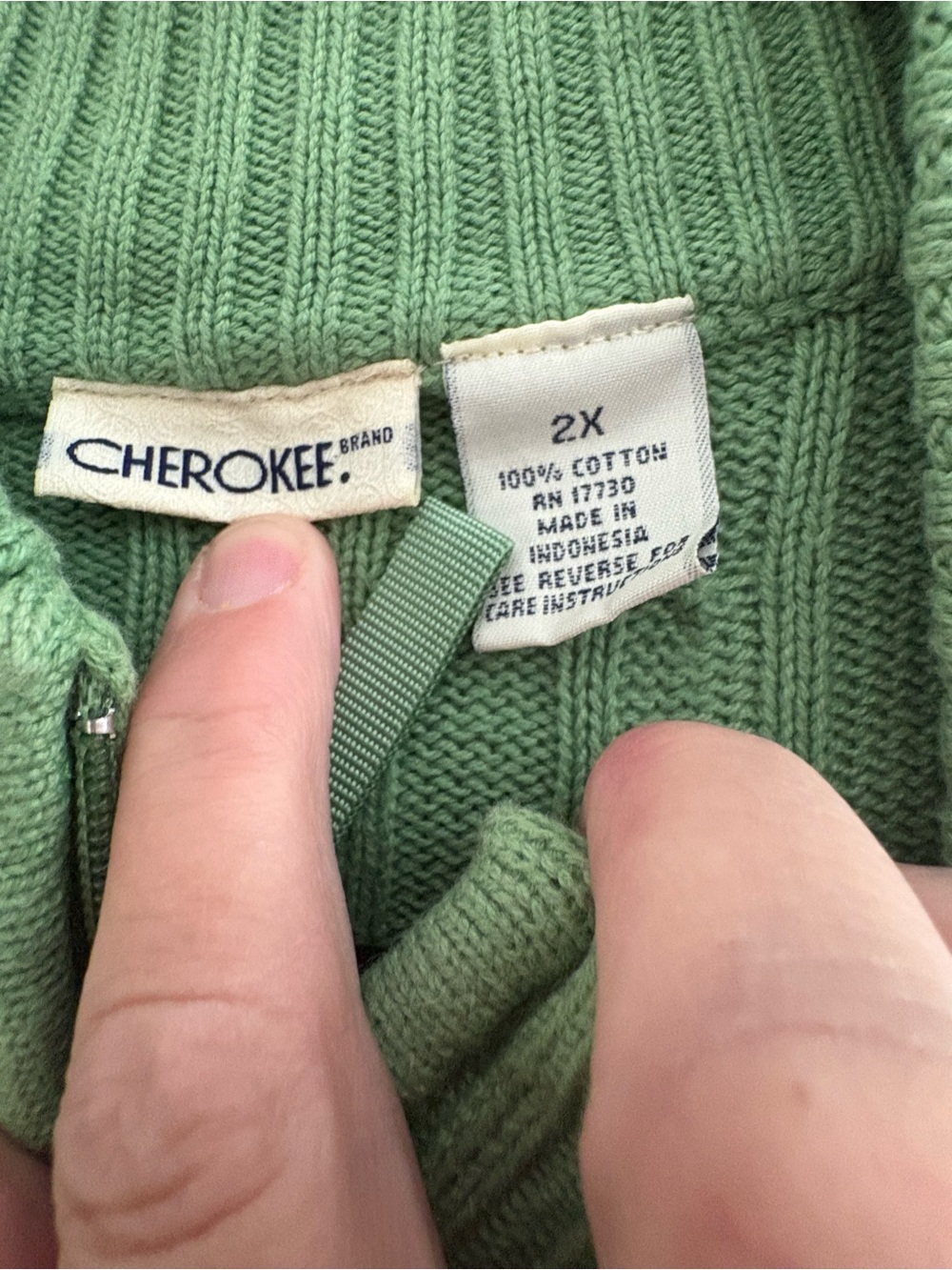 Cherokee Green Ribbed Zip Sweater - Picture 4 of 4